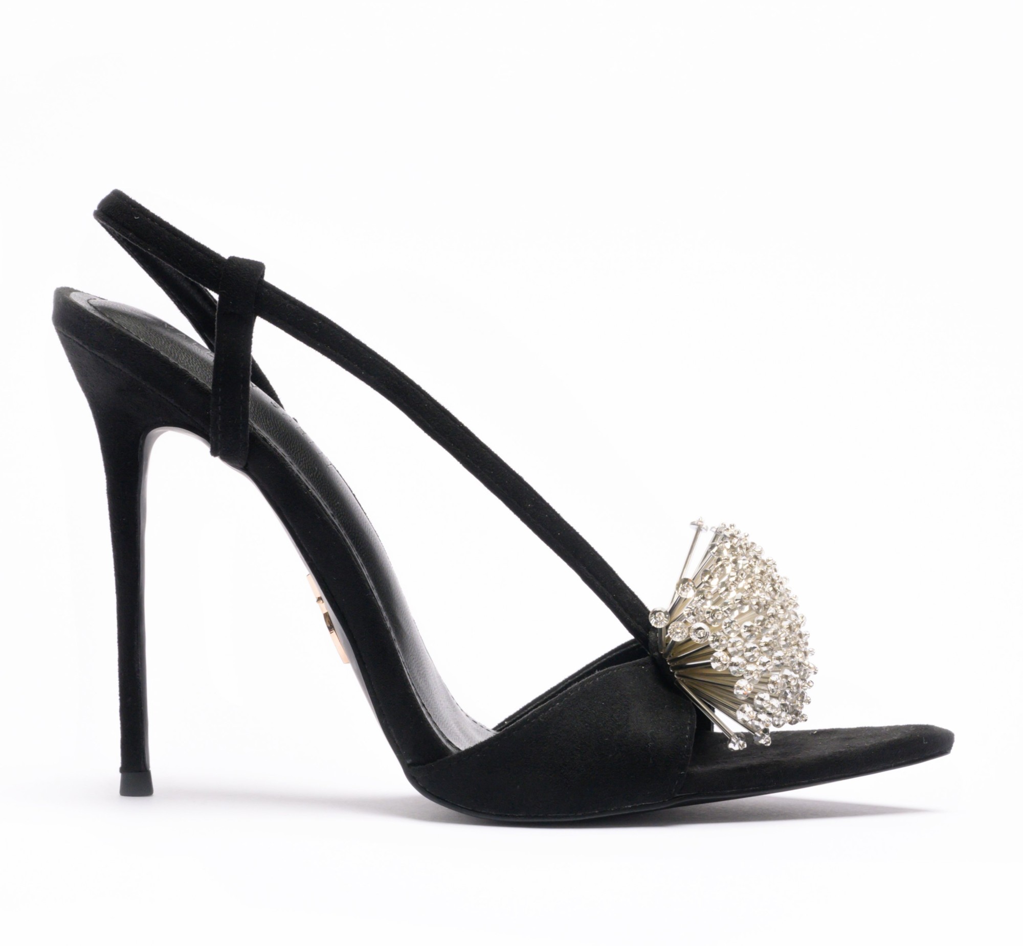 120 Kita Black & Silver Sandals. - Luna Noir Stiletto