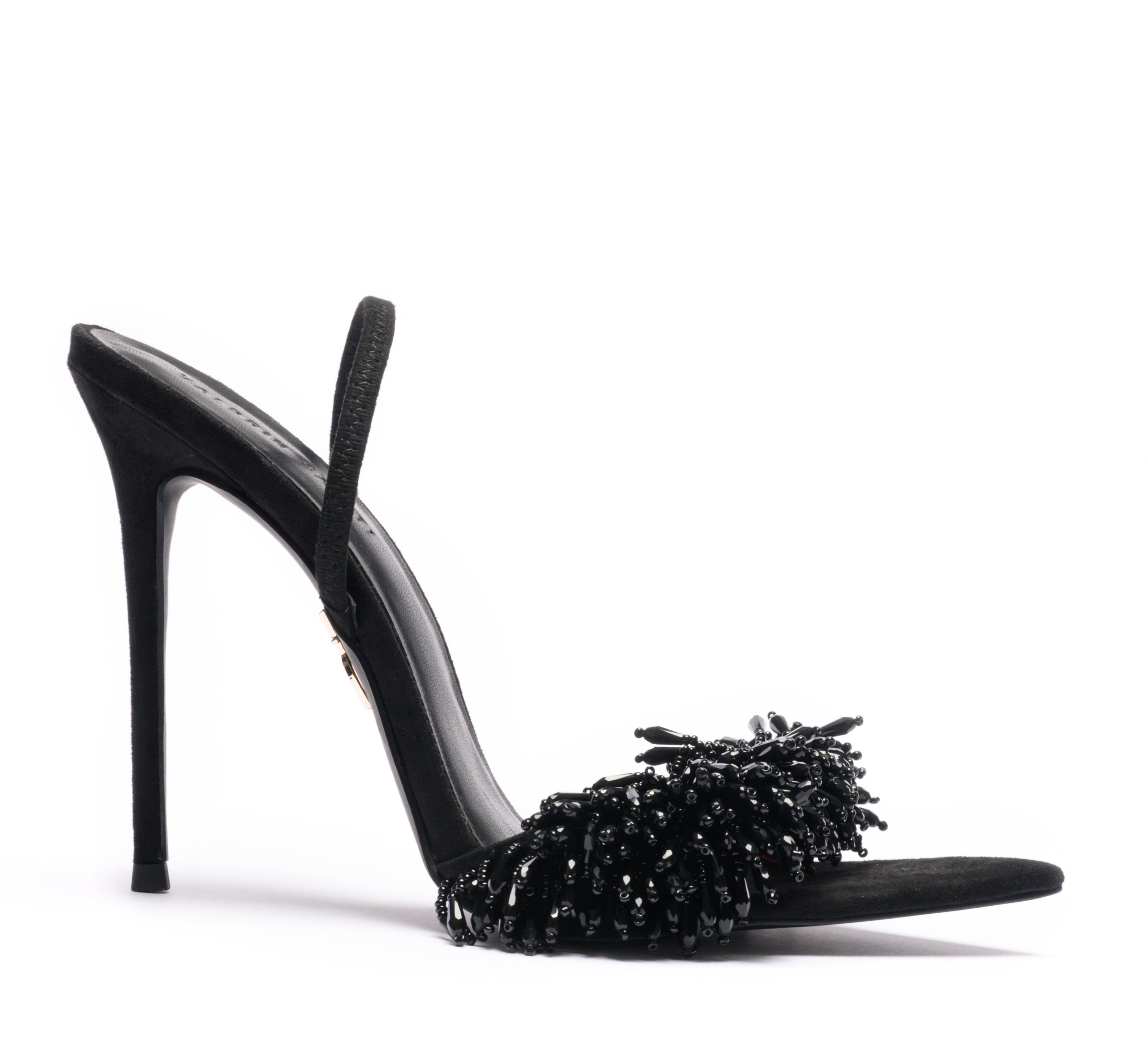 120 Uta Black Velvet Sandals