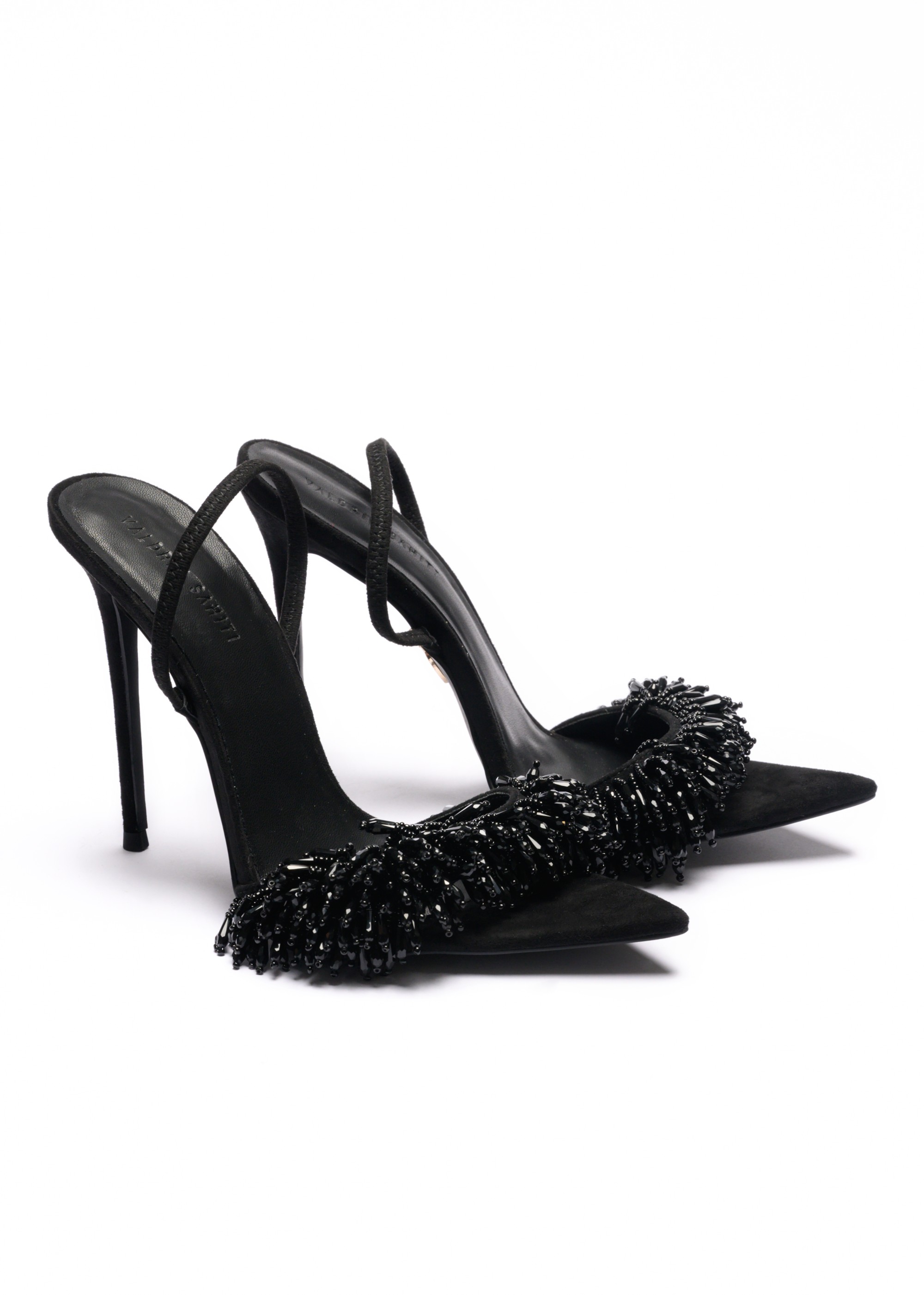 120 Uta Black Crystal Sandals