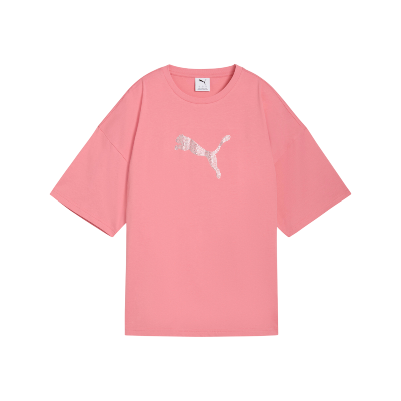PUMA ESS GRAPHICS LEO LUXE Bedazzled Oversized Tee