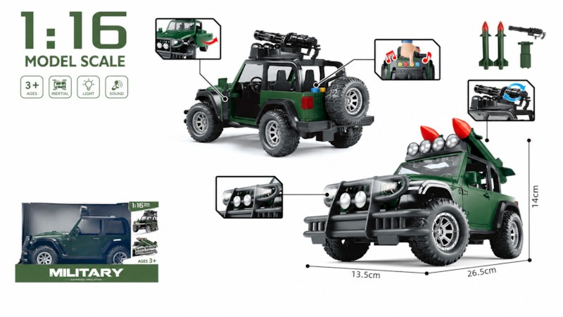Military Jeep - Loder Per Femije 1:16