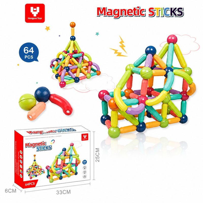 Set Blloqe Magnetike Me Shufra 64Pcs
