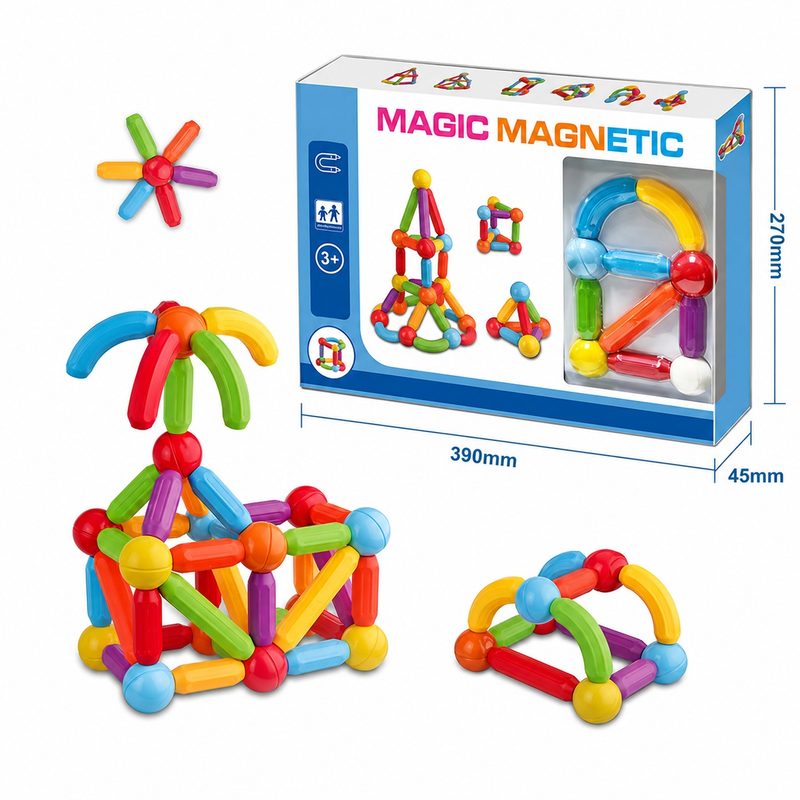 Set Blloqe Magnetike Me Shufra 49Pcs