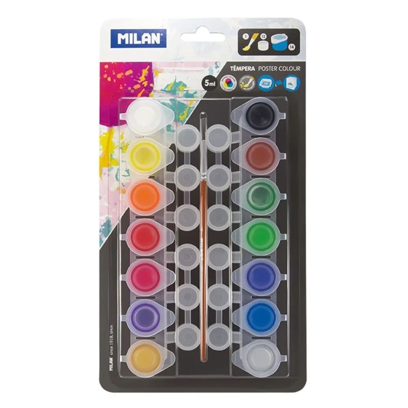 Milan Tempera 14X5Ml + Brushe Bwm10244