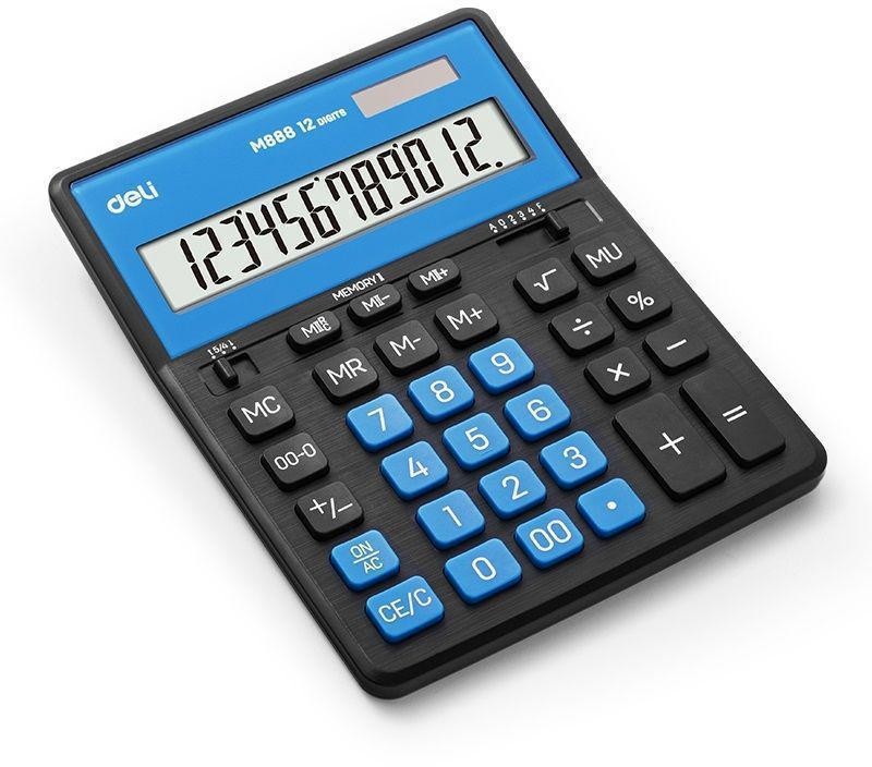 Deli Kalkulator Dual Memory Black Blue 1/20 M888A