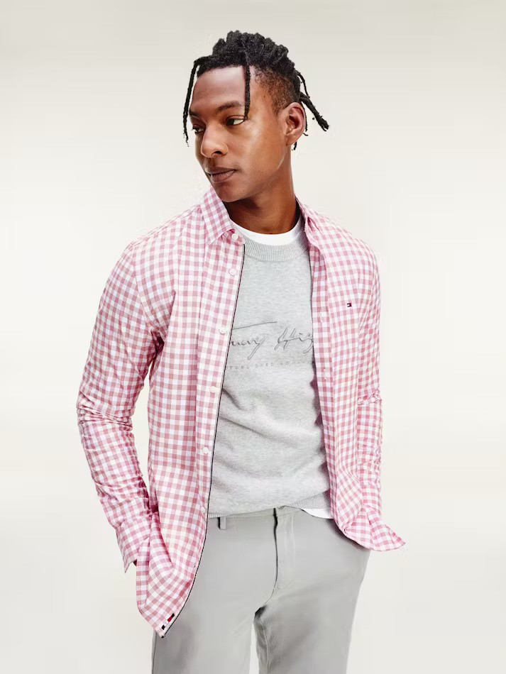 Slim Flex Htooth Gingham Shirt