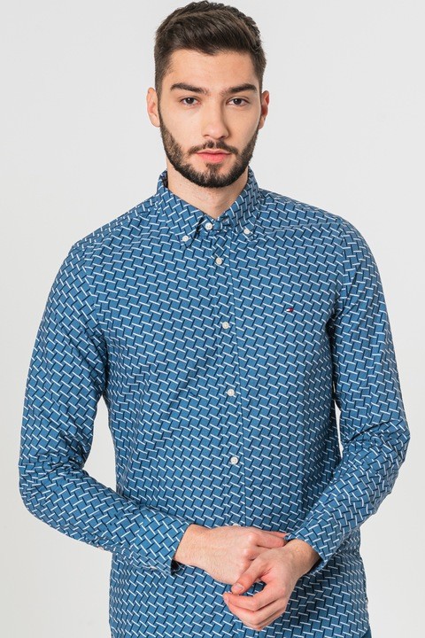 Slim Frosted Oxford Geo Shirt