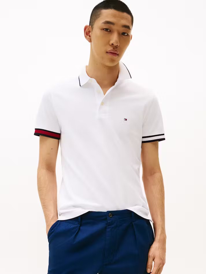 Flag Cuff Slim Fit Polo