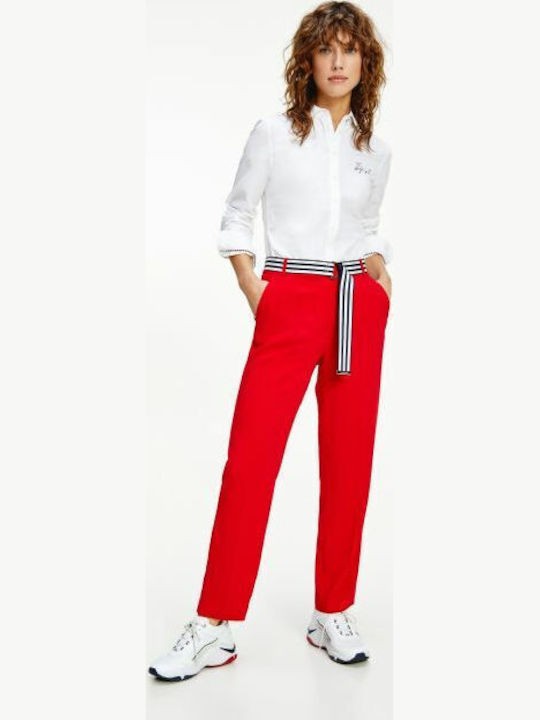 Crepe Belted Tapered Pant
