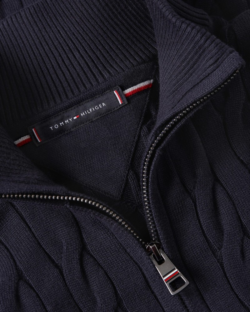 Classic Cotton Cable Zip Mock thumbnail 3