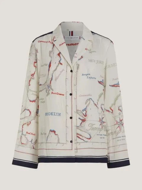 Scarf Print Fluid Pj Shirt