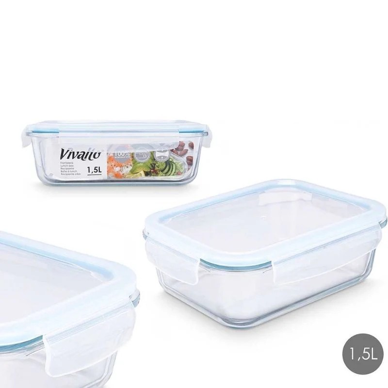 Kuti Hermetike Për Ushqim Xham 1.5L