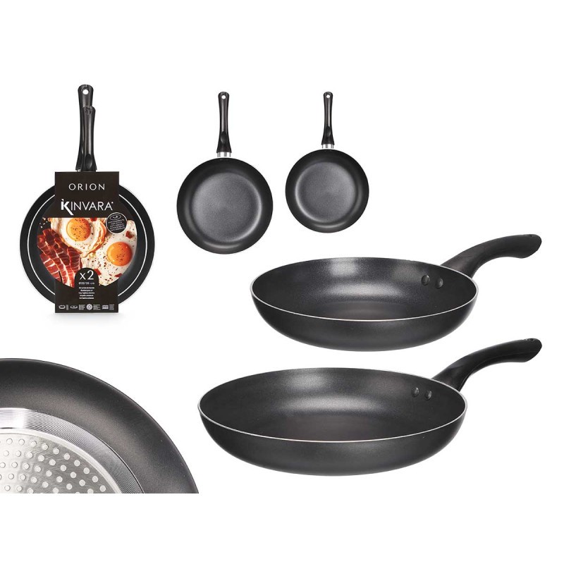 Set Tiganësh Alumini (2 Copë) – Ngjyrë E Zezë