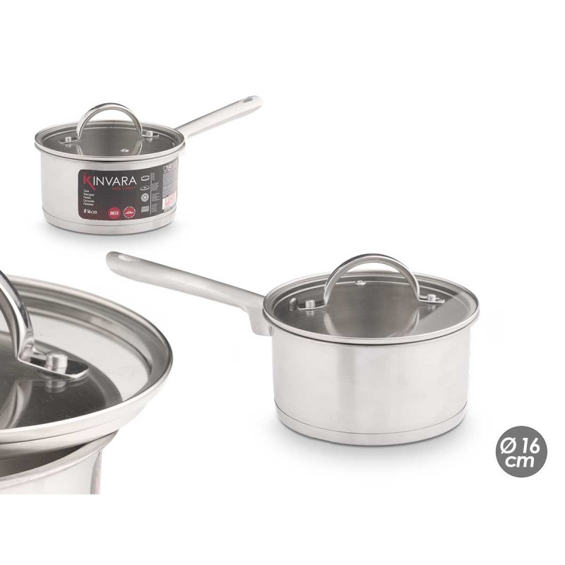 Tenxhere Induksioni Me Kapak Xhami - 16 Cm