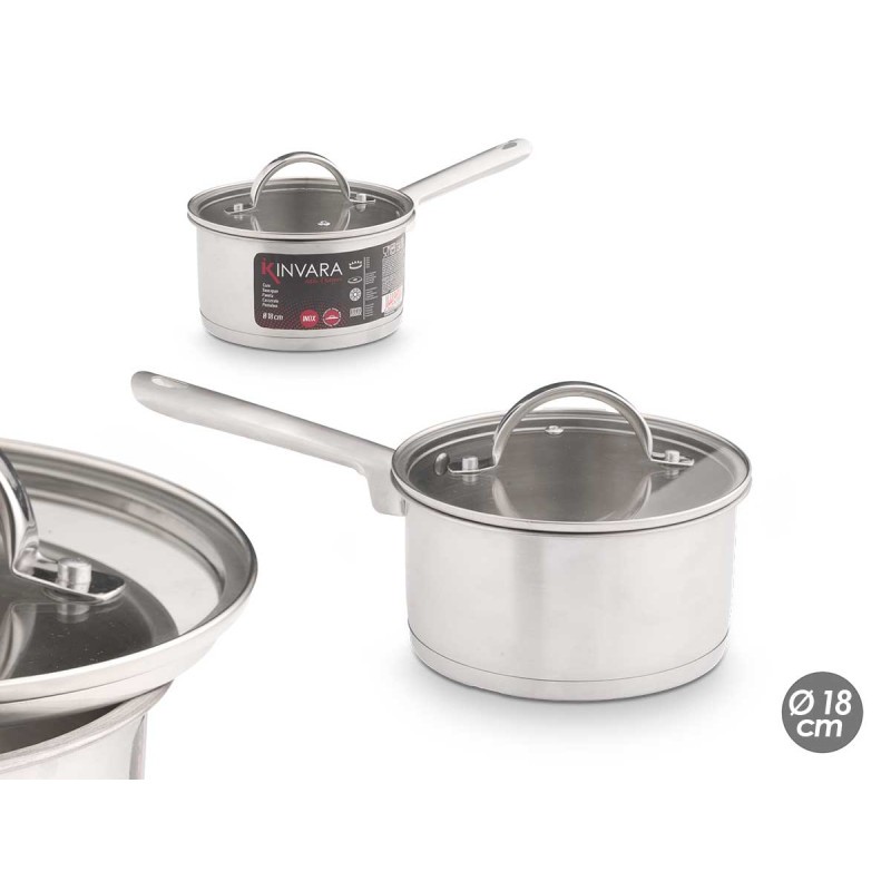 Tenxhere Induksioni Me Kapak Xhami - 18 Cm