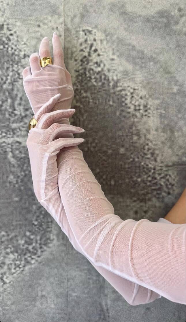 Nu-Dorëza Të Gjata Prej Tyli Ngjyrë Të Bardhë